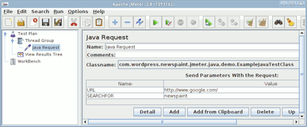 Java Sampler Demo Showing Variable Input