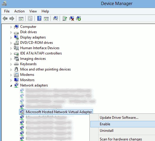 how to enable microsoft hosted virtual adapter.